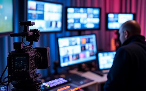 Live streaming equipment at a corporate event.